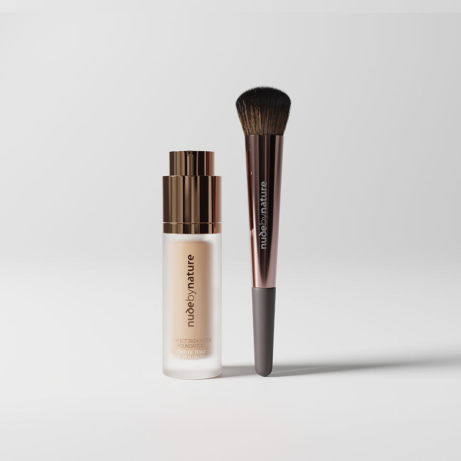 Perfect Skin Filter Foundation & Round Foundation Brush Duo – Nude